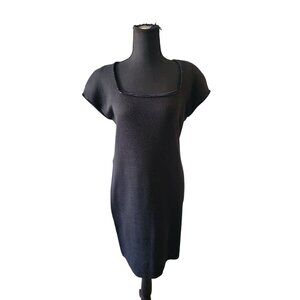 Saint Tropez West Black Short Sleeve Wool Dress Size S Classic Preppy Formal